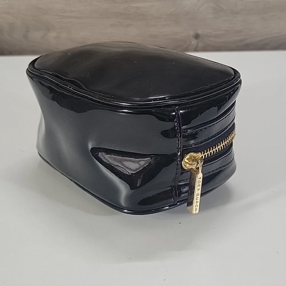 Tory Burch Black Patent Leather Cosmetic Pouch